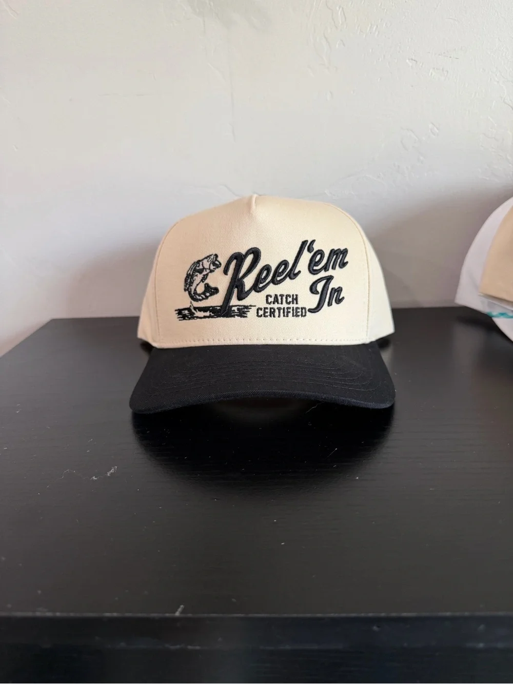 Reel'em In Two-Tone Trucker Cap - Cream & Black